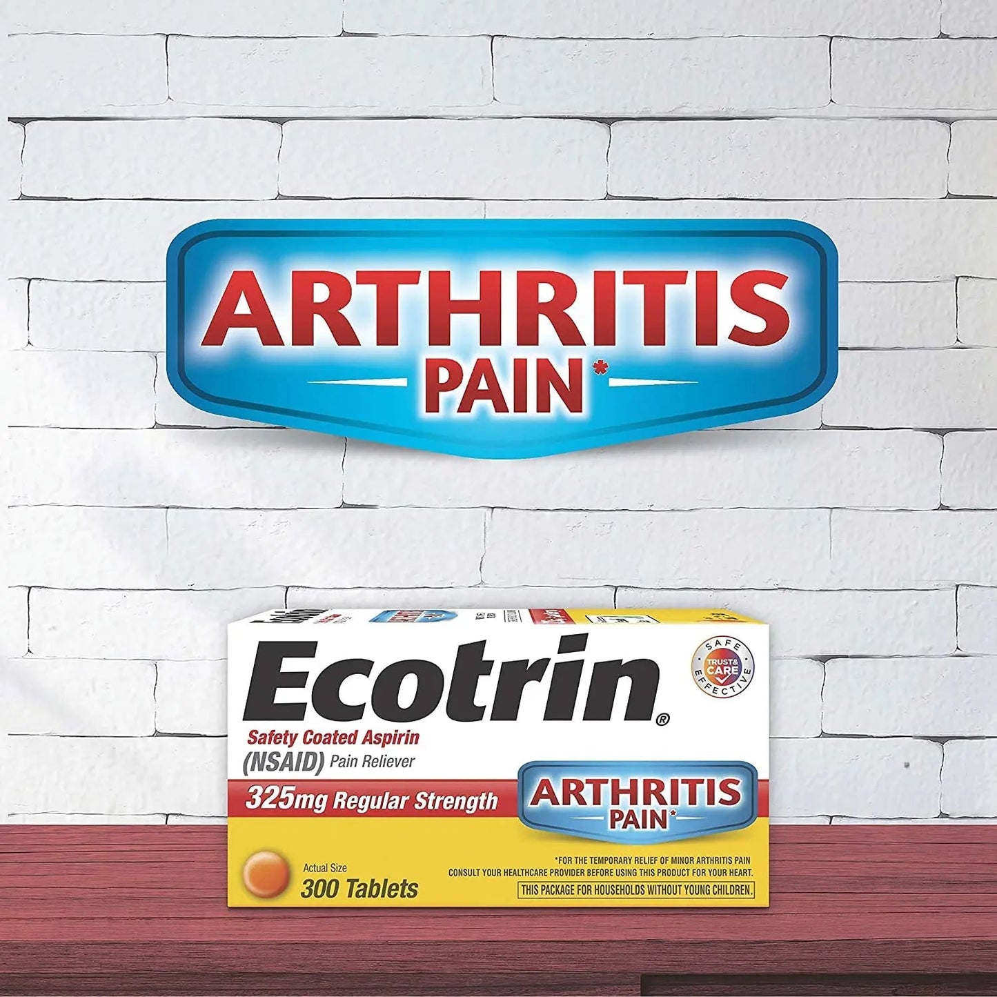 Ecotrin Safety Coated Aspirin Arthritis Pain Reliever Tablets, Regular Strength, NSAID 325 mg, 125 ct (Pack of 2) - dailyvitalstore