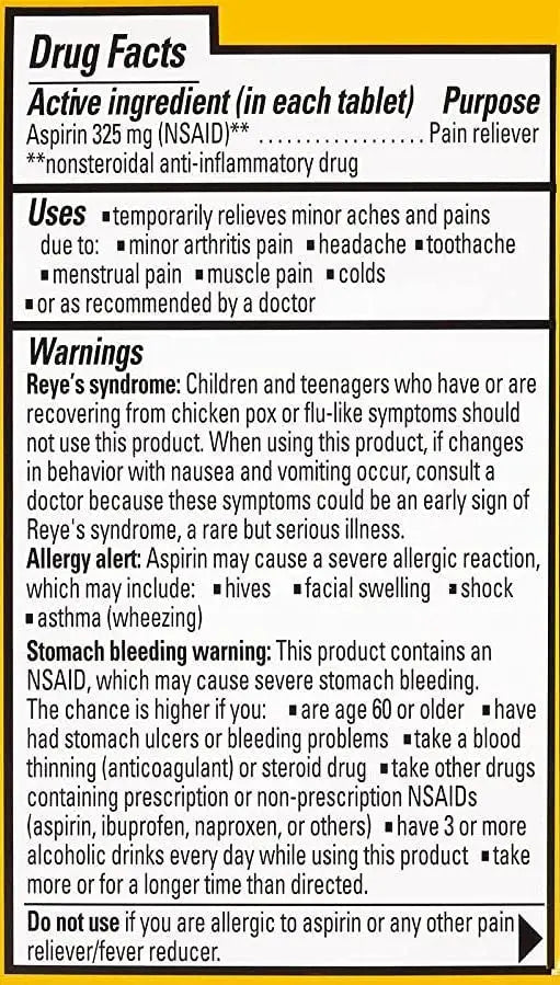 Ecotrin Safety Coated Aspirin Arthritis Pain Reliever Tablets, Regular Strength, NSAID 325 mg, 125 ct (Pack of 2) - dailyvitalstore