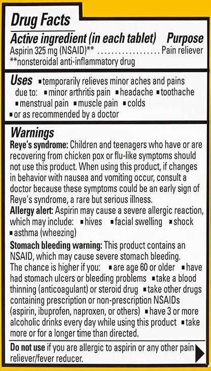 Ecotrin Safety Coated Aspirin Arthritis Pain Reliever Tablets, Regular Strength, NSAID 325 mg, 125 ct (Pack of 2) - dailyvitalstore