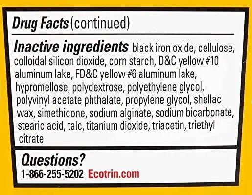 Ecotrin Safety Coated Aspirin Arthritis Pain Reliever Tablets, Regular Strength, NSAID 325 mg, 125 ct (Pack of 2) - dailyvitalstore