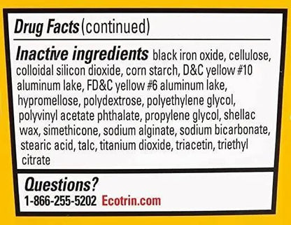 Ecotrin Safety Coated Aspirin Arthritis Pain Reliever Tablets, Regular Strength, NSAID 325 mg, 125 ct (Pack of 2) - dailyvitalstore