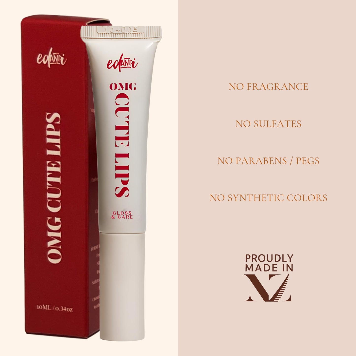 edandi ed&i OMG Cute Lips – Lip Gloss for Women with Shea Butter for Hydration, Light Shimmer, Lip Tinted High Shine Finish, Long Lasting Lip Gloss in Red Vanilla Frosting, Lightweight & Non-sticky - dailyvitalstore