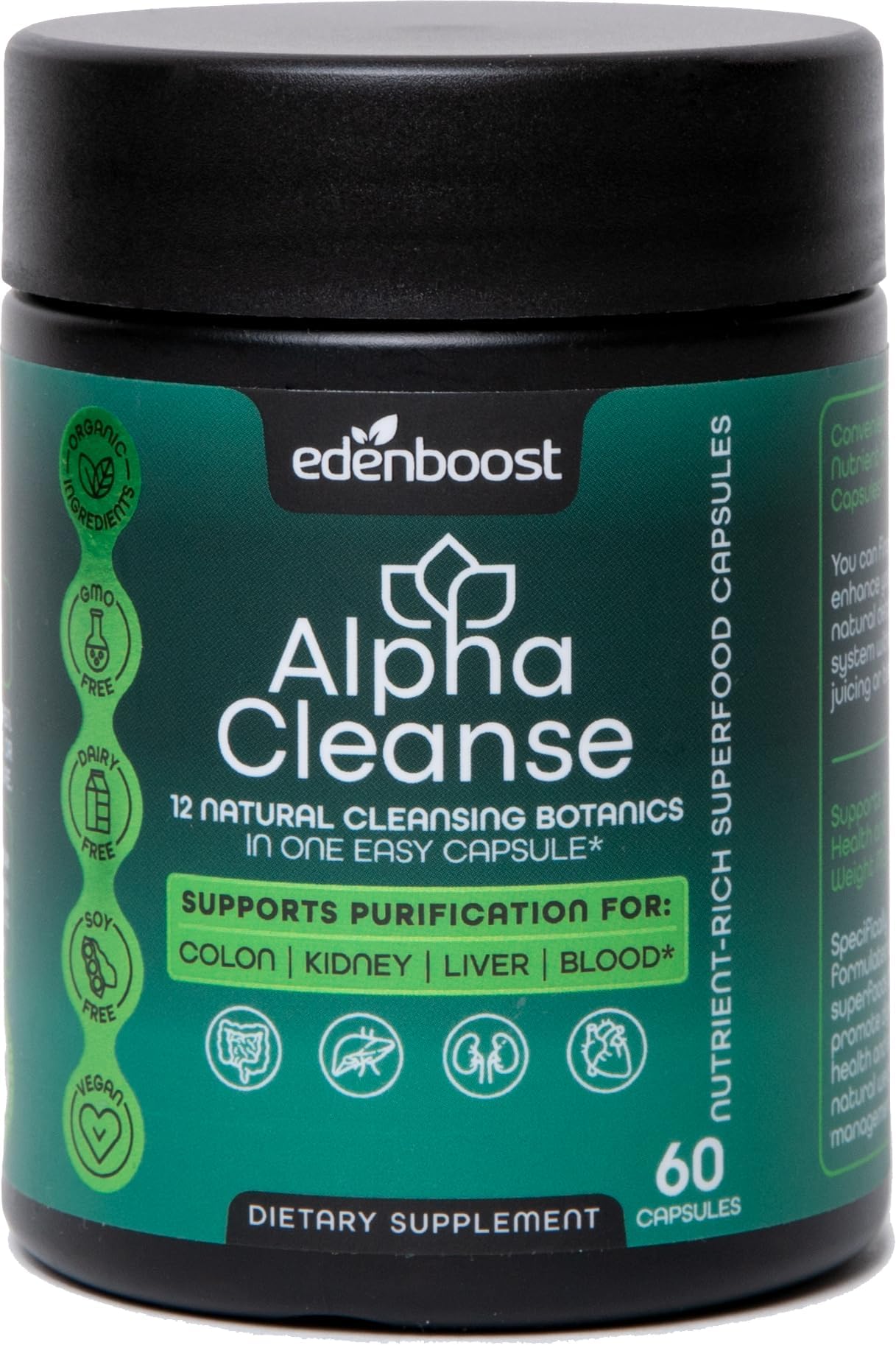 EdenBoost Liver Support Supplement - Advanced Detox Cleanse with 12 Organic Superfoods - Milk Thistle, Spirulina, Turmeric for Liver, Digestion, - dailyvitalstore