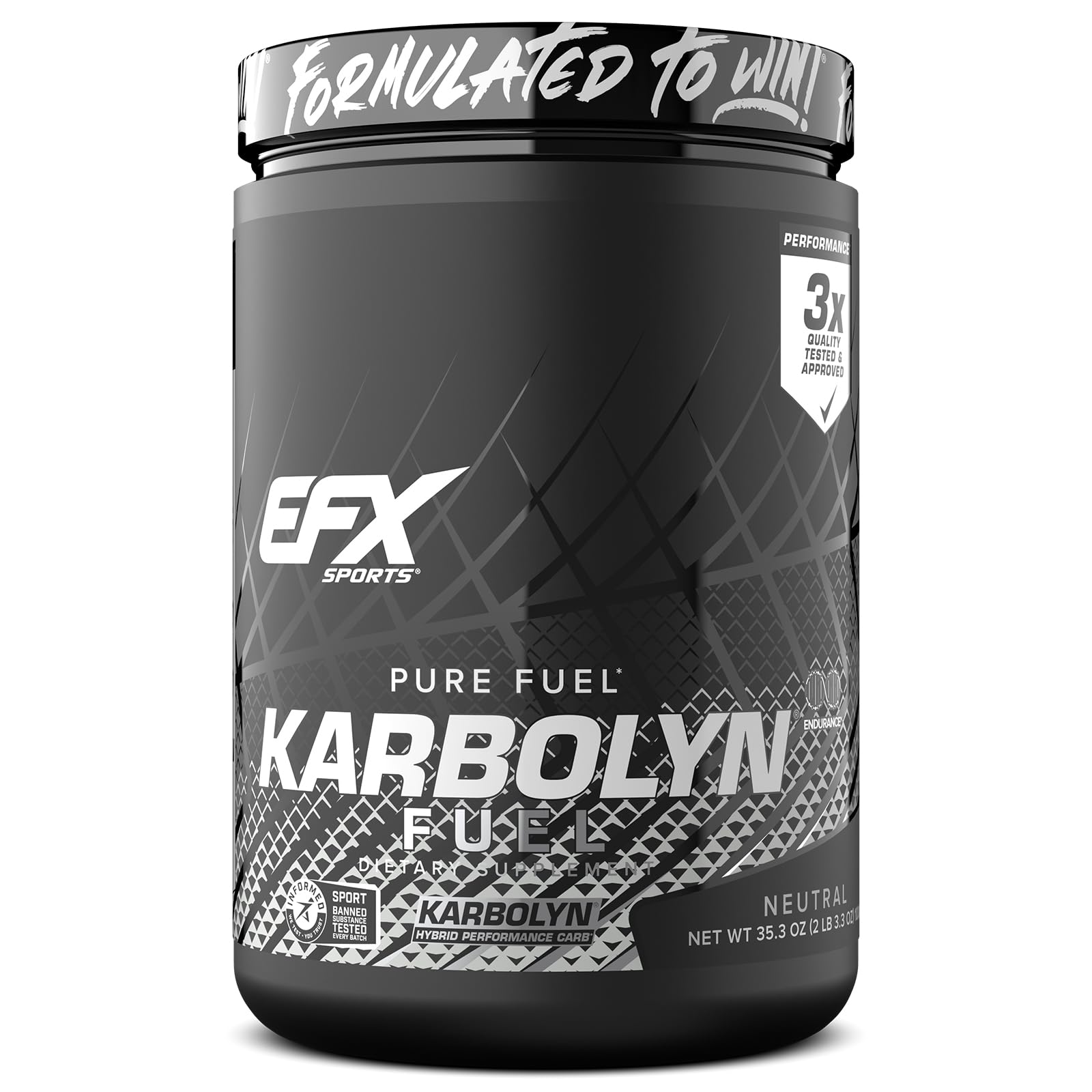 EFX Sports Karbolyn Fuel | Fast-Absorbing Carbohydrate Powder | Carb Load, Sustained Energy, Quick Recovery | Stimulant Free | 20 Servings (Neutral) - dailyvitalstore
