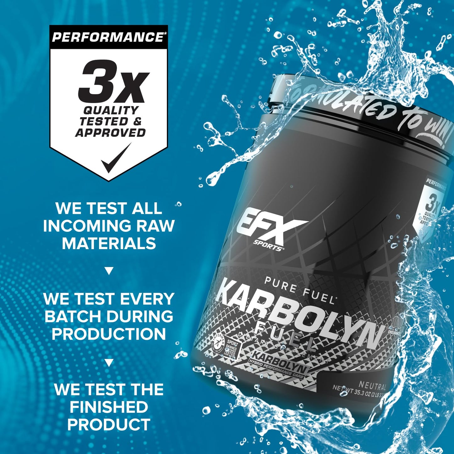 EFX Sports Karbolyn Fuel | Fast-Absorbing Carbohydrate Powder | Carb Load, Sustained Energy, Quick Recovery | Stimulant Free | 20 Servings (Neutral) - dailyvitalstore