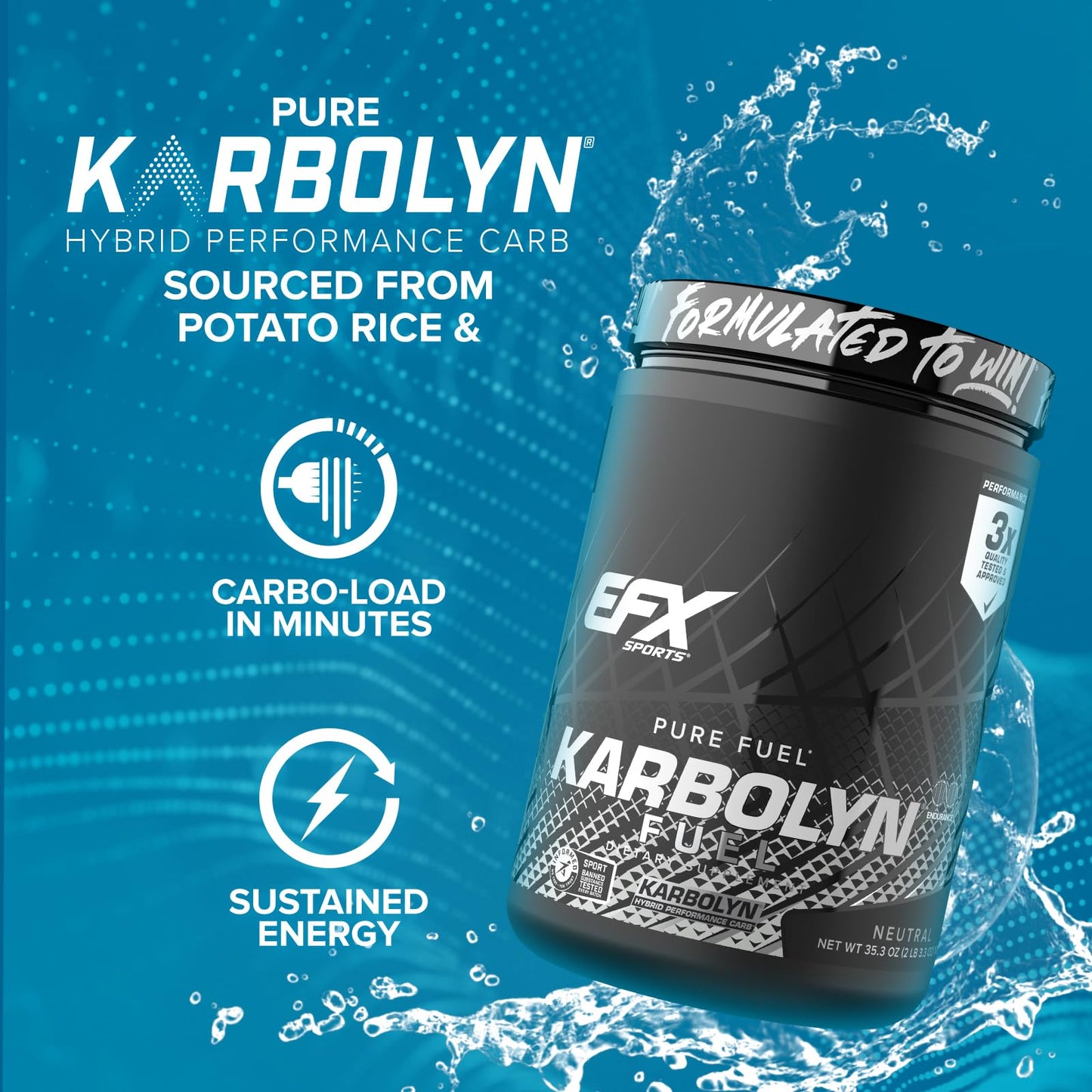 EFX Sports Karbolyn Fuel | Fast-Absorbing Carbohydrate Powder | Carb Load, Sustained Energy, Quick Recovery | Stimulant Free | 20 Servings (Neutral) - dailyvitalstore