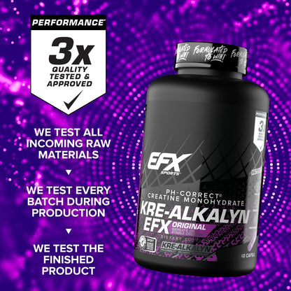 EFX Sports Kre-Alkalyn EFX | pH Correct Creatine Monohydrate Pill Supplement | Strength, Muscle Growth & Performance | 120 Servings, 240 Capsules - dailyvitalstore