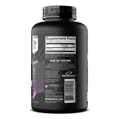 EFX Sports Kre-Alkalyn EFX | pH Correct Creatine Monohydrate Pill Supplement | Strength, Muscle Growth & Performance | 120 Servings, 240 Capsules - dailyvitalstore