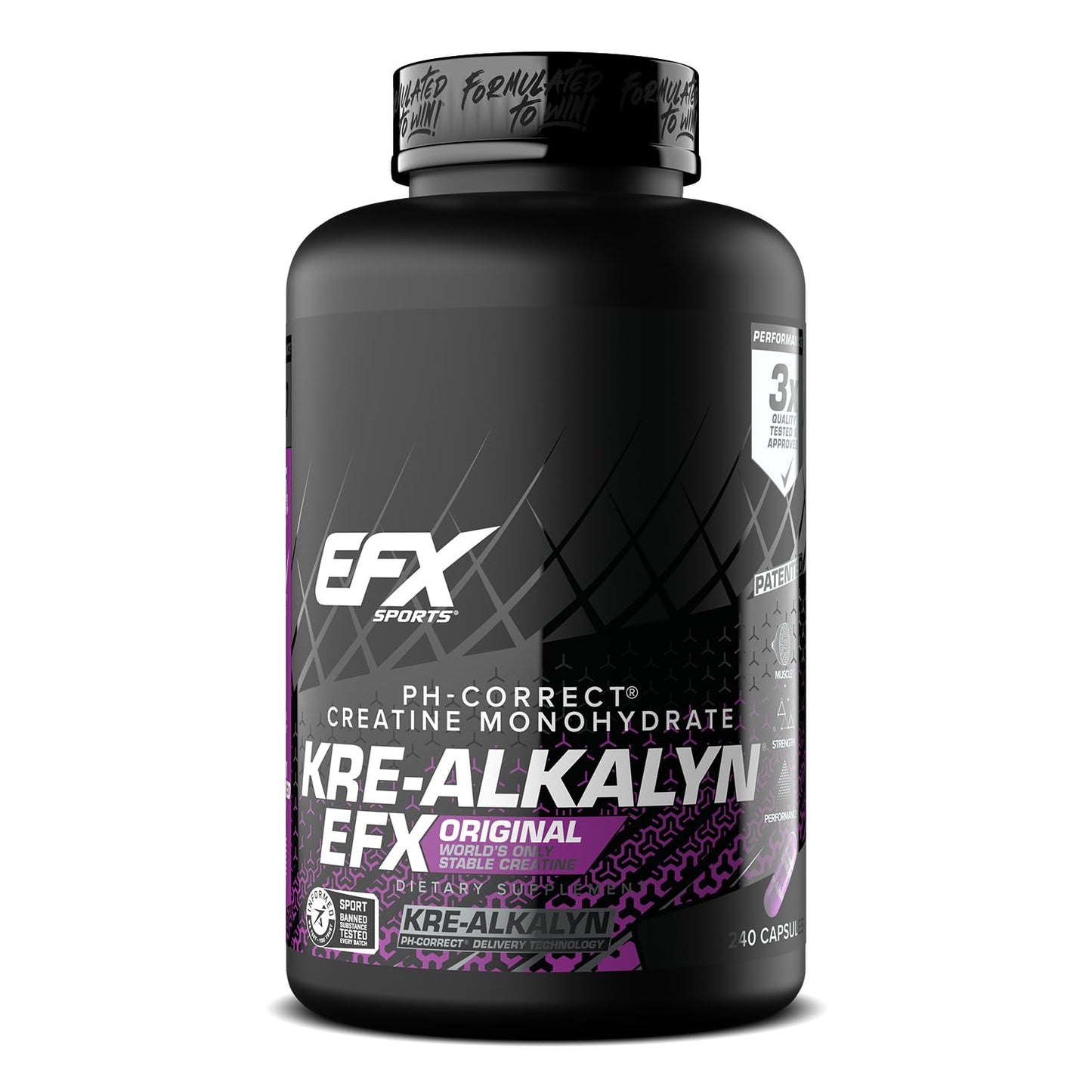 EFX Sports Kre-Alkalyn EFX | pH Correct Creatine Monohydrate Pill Supplement | Strength, Muscle Growth & Performance | 120 Servings, 240 Capsules - dailyvitalstore