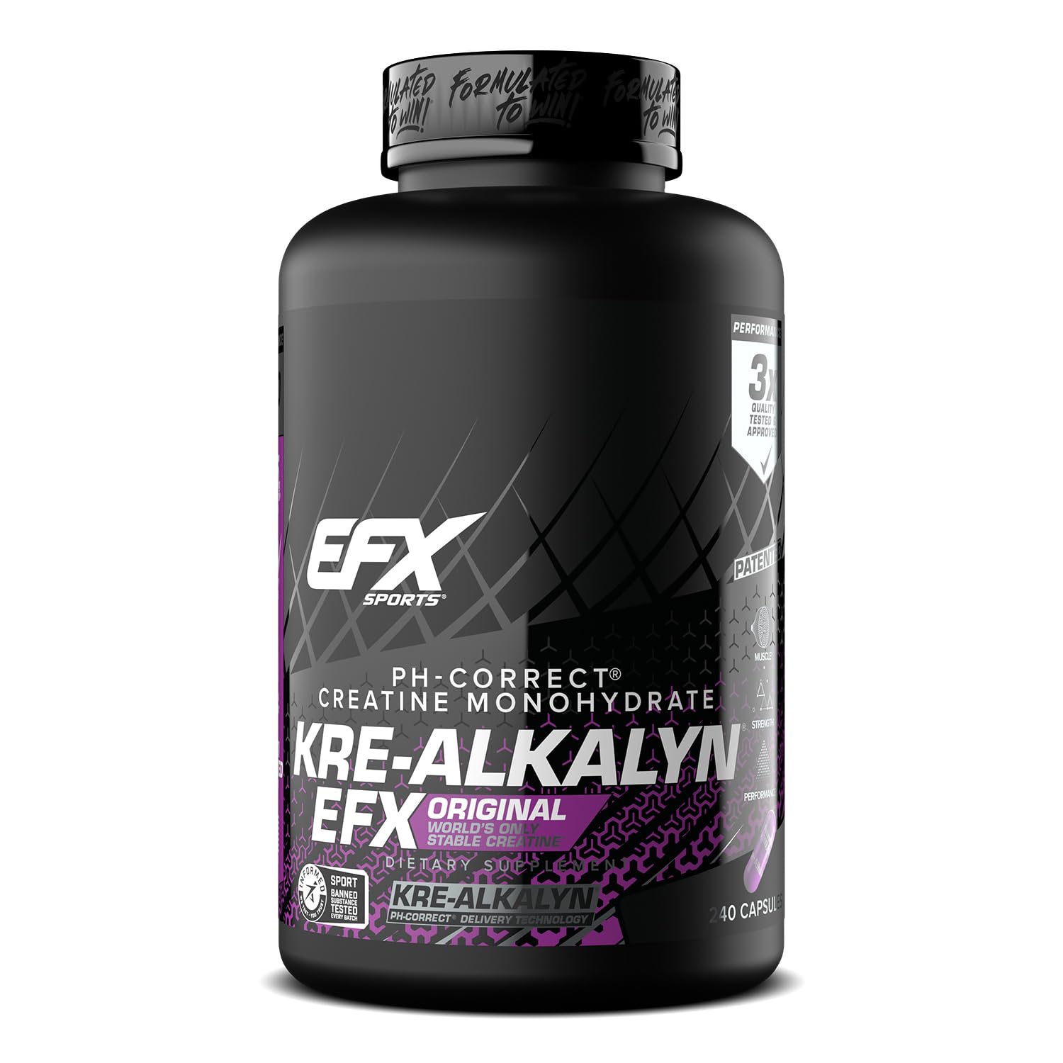 EFX Sports Kre-Alkalyn EFX | pH Correct Creatine Monohydrate Pill Supplement | Strength, Muscle Growth & Performance | 120 Servings, 240 Capsules - dailyvitalstore