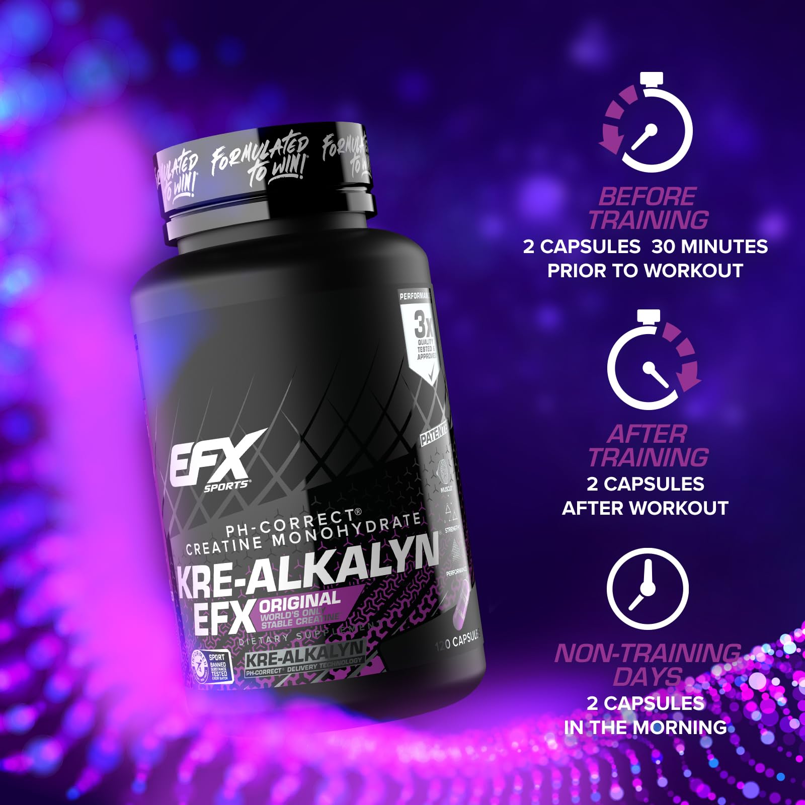EFX Sports Kre-Alkalyn EFX | pH Correct Creatine Monohydrate Pill Supplement | Strength, Muscle Growth & Performance - dailyvitalstore