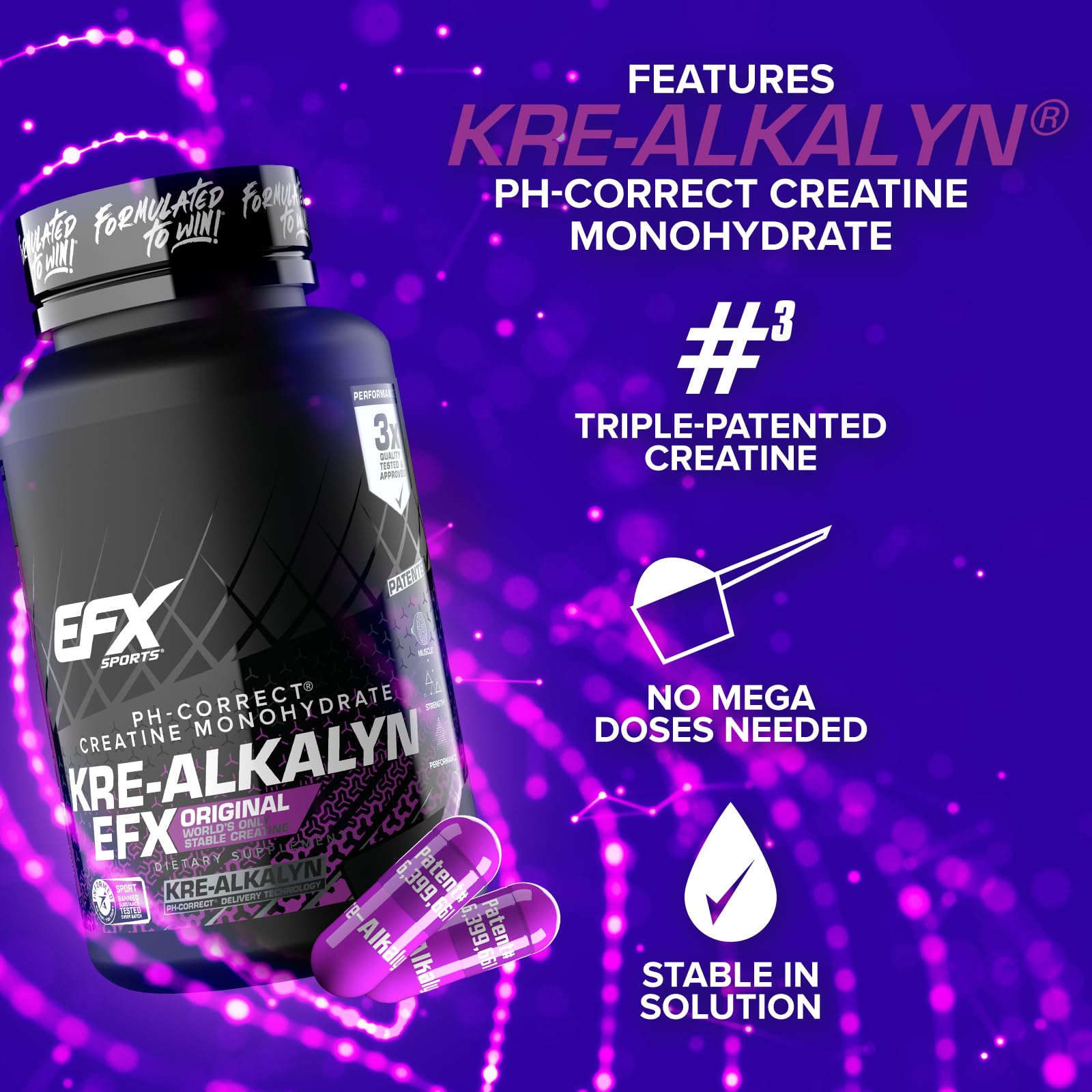 EFX Sports Kre-Alkalyn EFX | pH Correct Creatine Monohydrate Pill Supplement | Strength, Muscle Growth & Performance - dailyvitalstore