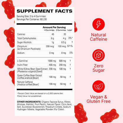 EHP Labs OxyShred Gummies - Pre Workout Gummies & Energy Chews with 100mg Caffeine, L-Carnitine for Thermo & Metabolic Support, All Natural Energy Boost - dailyvitalstore