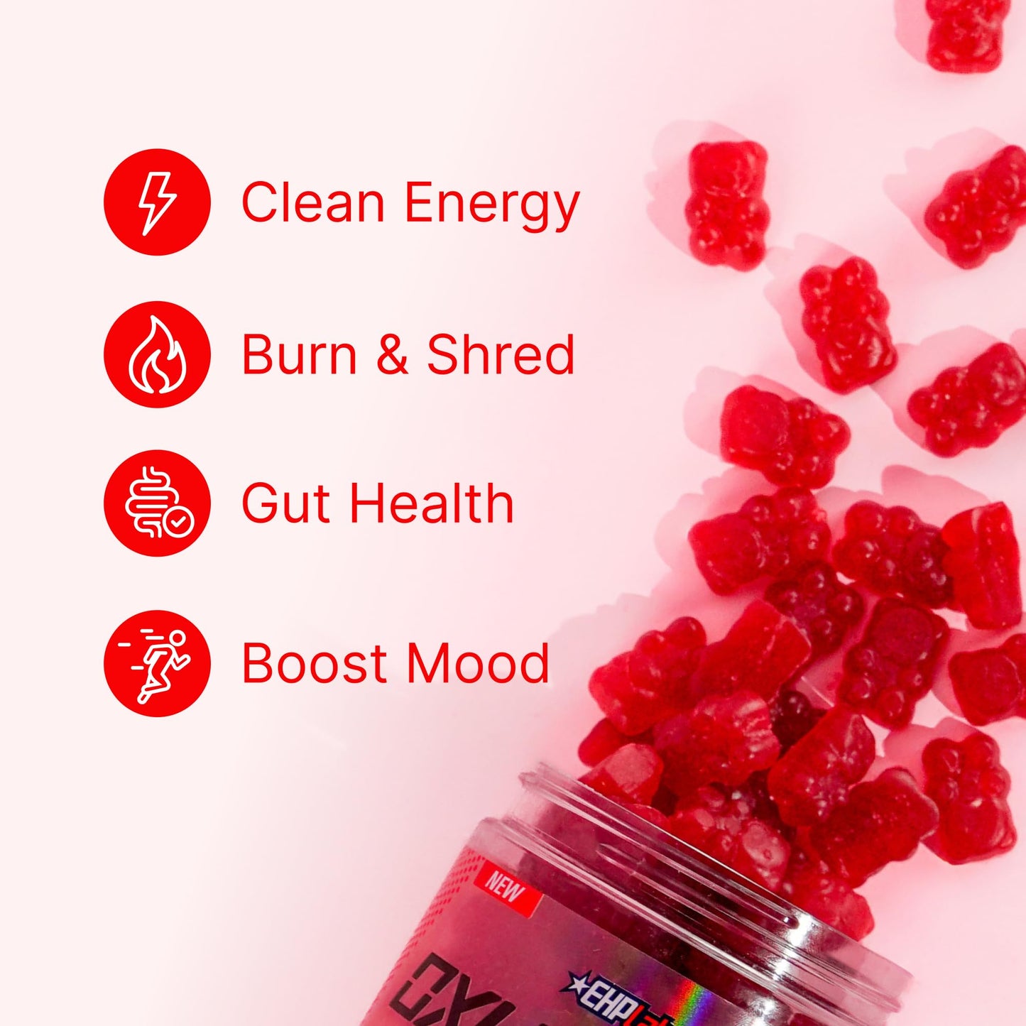 EHP Labs OxyShred Gummies - Pre Workout Gummies & Energy Chews with 100mg Caffeine, L-Carnitine for Thermo & Metabolic Support, All Natural Energy Boost - dailyvitalstore