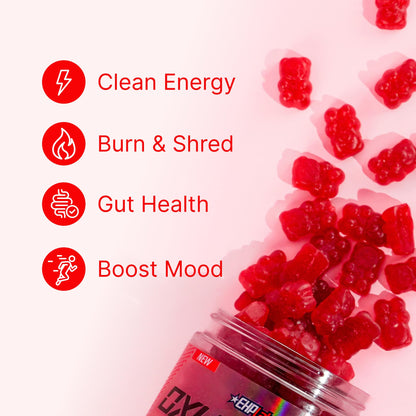 EHP Labs OxyShred Gummies - Pre Workout Gummies & Energy Chews with 100mg Caffeine, L-Carnitine for Thermo & Metabolic Support, All Natural Energy Boost - dailyvitalstore