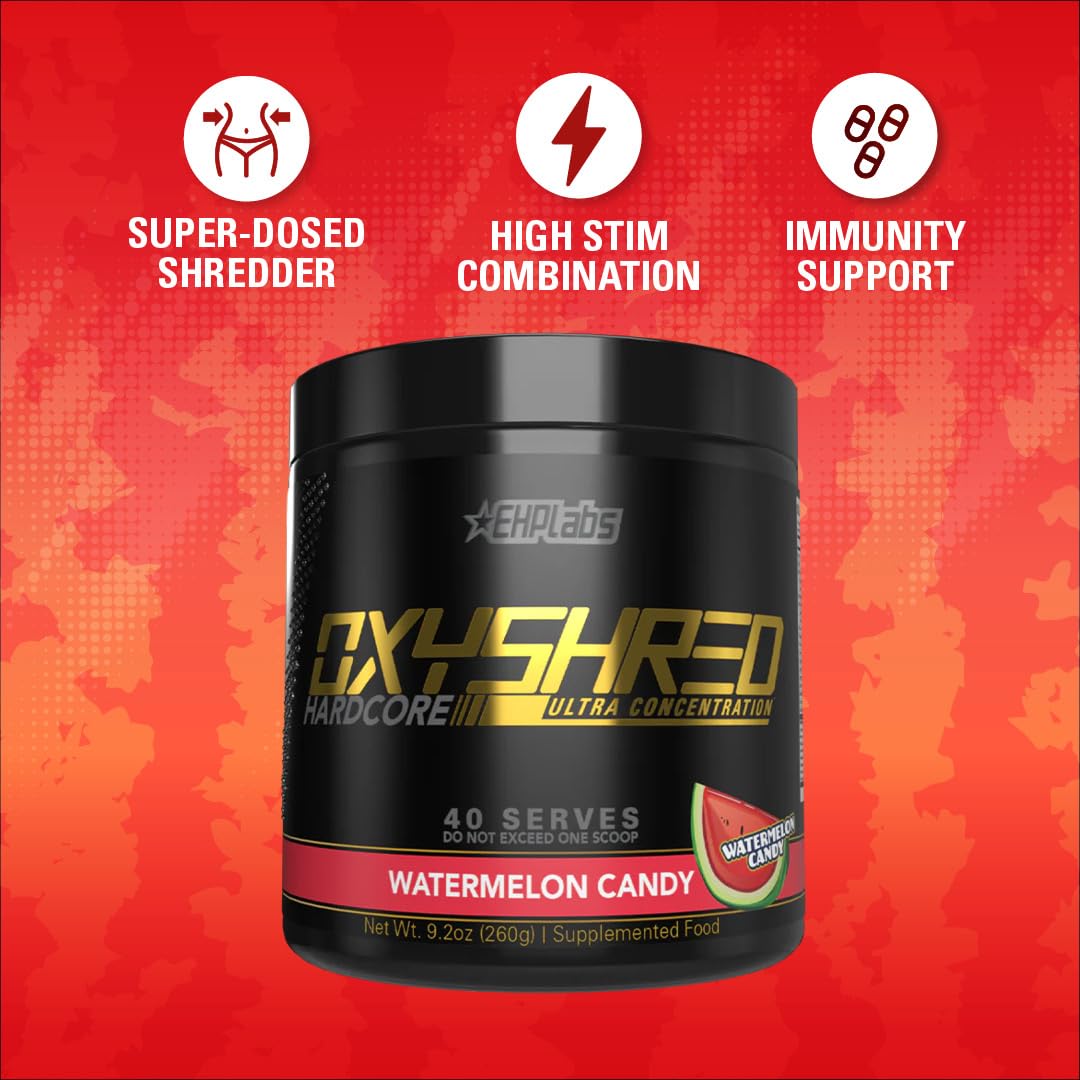 EHP Labs OxyShred Hardcore Super Dosed Pre Workout Powder - Preworkout Powder with L Glutamine & Acetyl L Carnitine, Energy Boost Drink - 275mg of Caffeine - dailyvitalstore