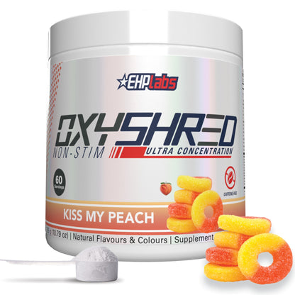 EHP Labs OxyShred Non Stimulant Pre Workout Powder - Stim Free Pre Workout, Caffeine Free Preworkout for Men & Women with L Glutamine & Acetyl L Carnitine - Peach, 60 Servings - dailyvitalstore