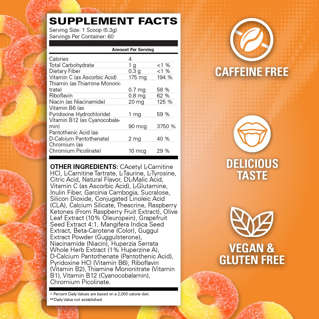EHP Labs OxyShred Non Stimulant Pre Workout Powder - Stim Free Pre Workout, Caffeine Free Preworkout for Men & Women with L Glutamine & Acetyl L Carnitine - Peach, 60 Servings - dailyvitalstore
