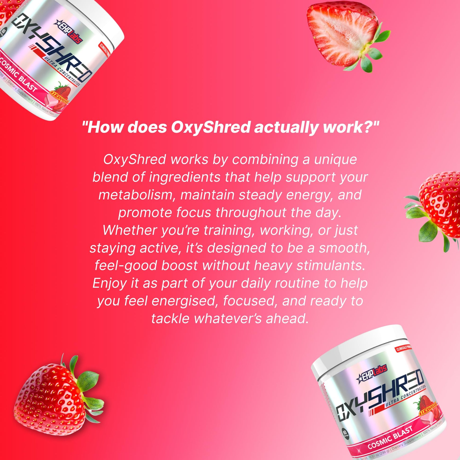 EHP Labs OxyShred Pre Workout Powder - Preworkout Powder with L Glutamine & Acetyl L Carnitine, Energy Boost Drink - Cosmic Blast, 60 Servings - dailyvitalstore