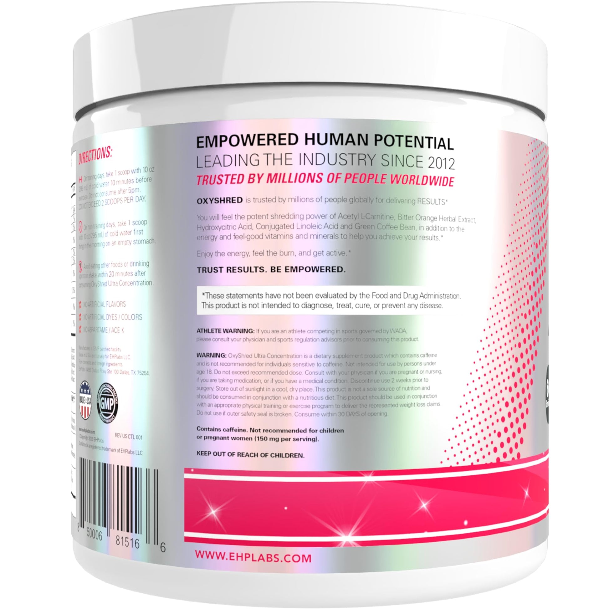 EHP Labs OxyShred Pre Workout Powder - Preworkout Powder with L Glutamine & Acetyl L Carnitine, Energy Boost Drink - Cosmic Blast, 60 Servings - dailyvitalstore