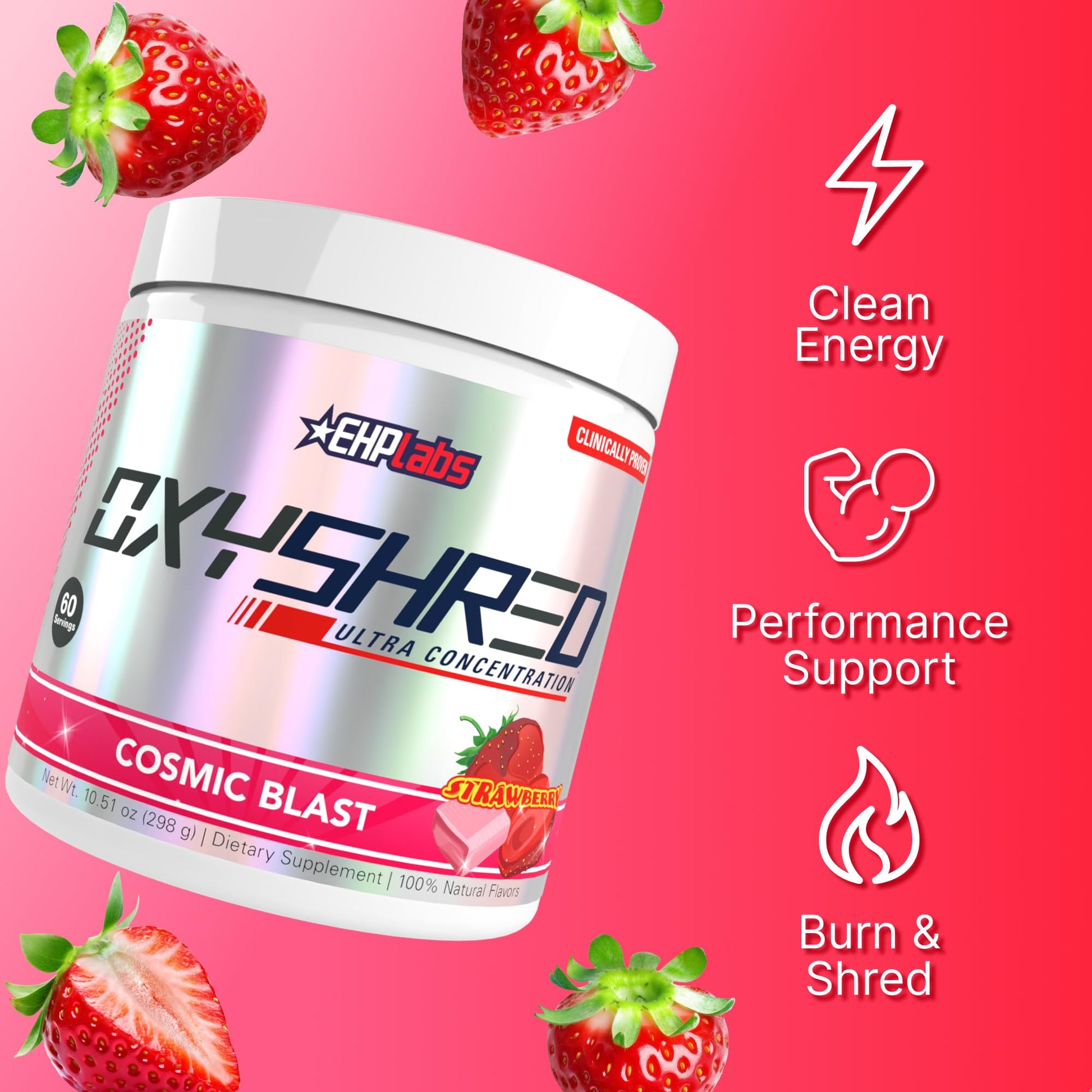 EHP Labs OxyShred Pre Workout Powder - Preworkout Powder with L Glutamine & Acetyl L Carnitine, Energy Boost Drink - Cosmic Blast, 60 Servings - dailyvitalstore
