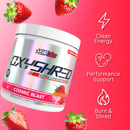 EHP Labs OxyShred Pre Workout Powder - Preworkout Powder with L Glutamine & Acetyl L Carnitine, Energy Boost Drink - Cosmic Blast, 60 Servings - dailyvitalstore