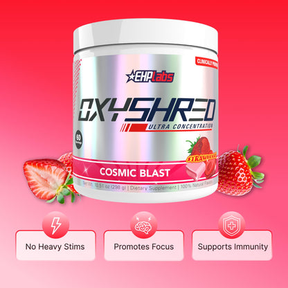 EHP Labs OxyShred Pre Workout Powder - Preworkout Powder with L Glutamine & Acetyl L Carnitine, Energy Boost Drink - Cosmic Blast, 60 Servings - dailyvitalstore