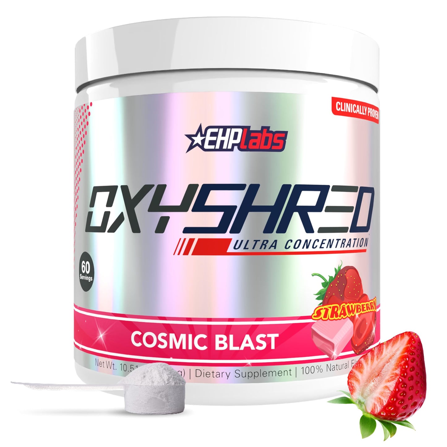 EHP Labs OxyShred Pre Workout Powder - Preworkout Powder with L Glutamine & Acetyl L Carnitine, Energy Boost Drink - Cosmic Blast, 60 Servings - dailyvitalstore
