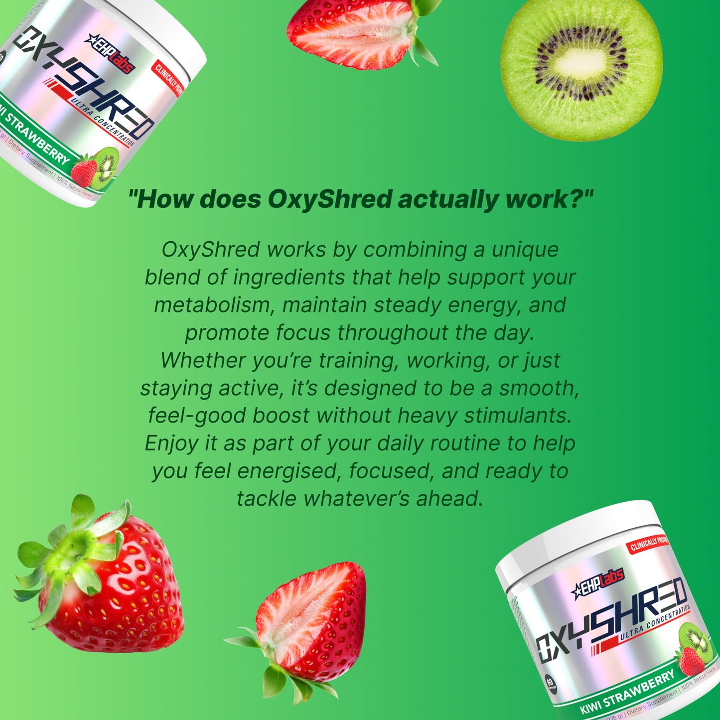 EHP Labs OxyShred Pre Workout Powder - Preworkout Powder with L Glutamine & Acetyl L Carnitine, Energy Boost Drink - Kiwi Strawberry, 60 Servings - dailyvitalstore