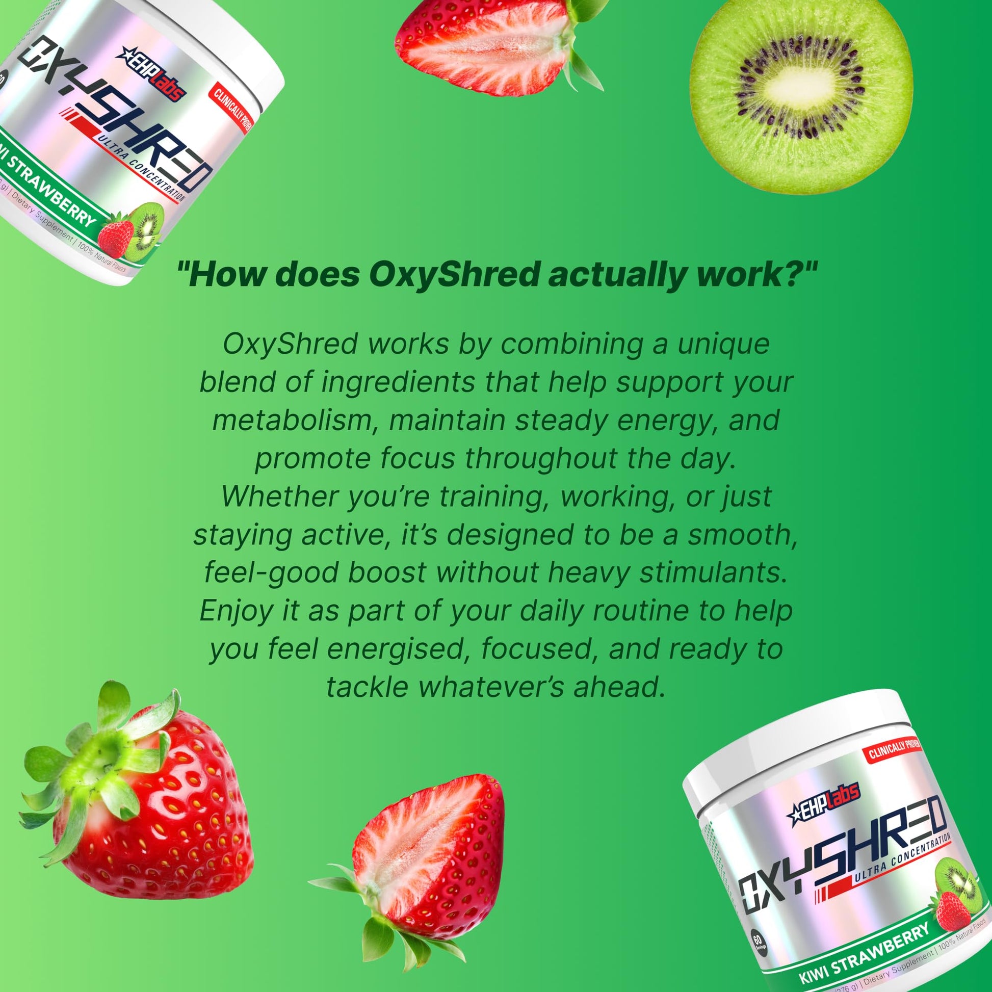 EHP Labs OxyShred Pre Workout Powder - Preworkout Powder with L Glutamine & Acetyl L Carnitine, Energy Boost Drink - Kiwi Strawberry, 60 Servings - dailyvitalstore