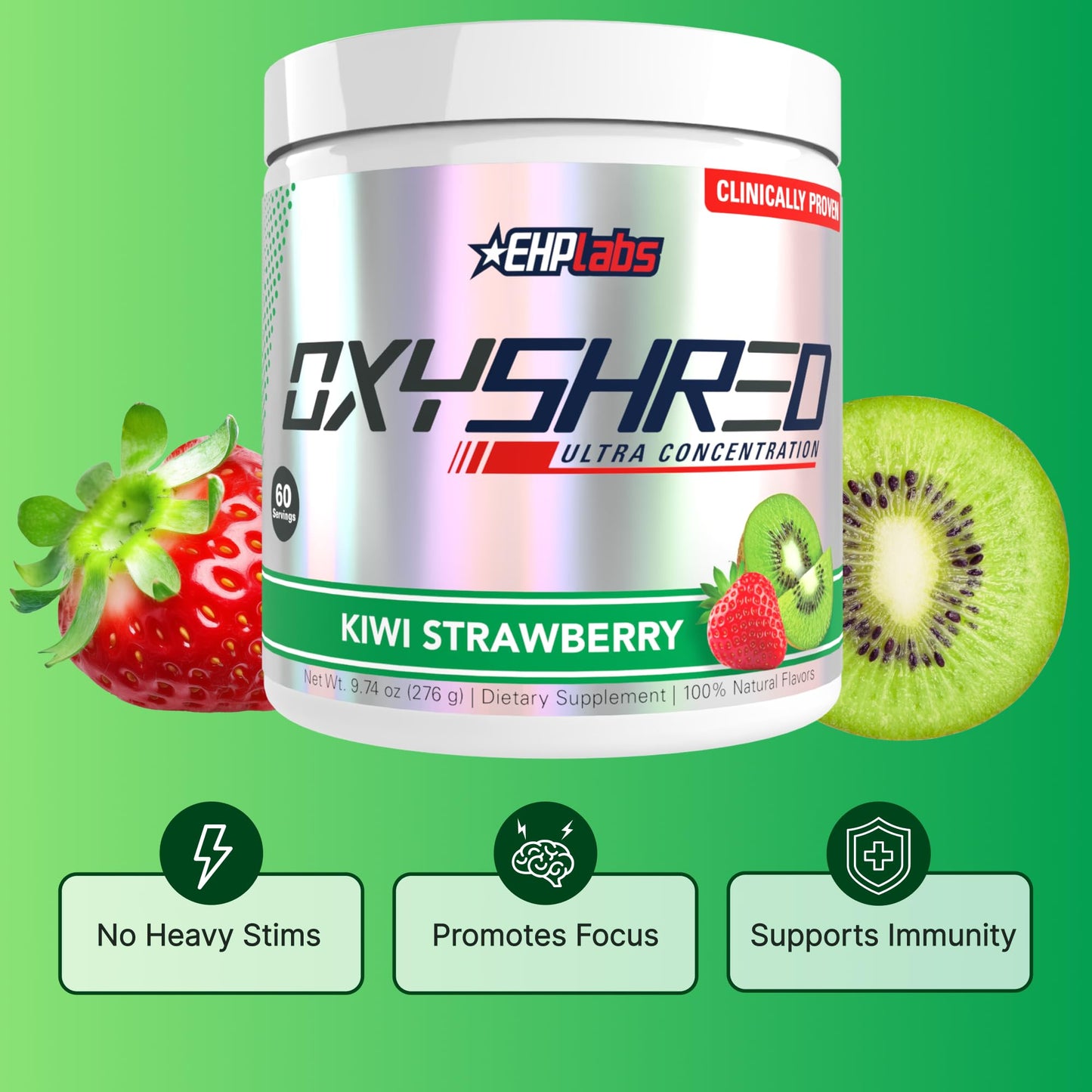 EHP Labs OxyShred Pre Workout Powder - Preworkout Powder with L Glutamine & Acetyl L Carnitine, Energy Boost Drink - Kiwi Strawberry, 60 Servings - dailyvitalstore