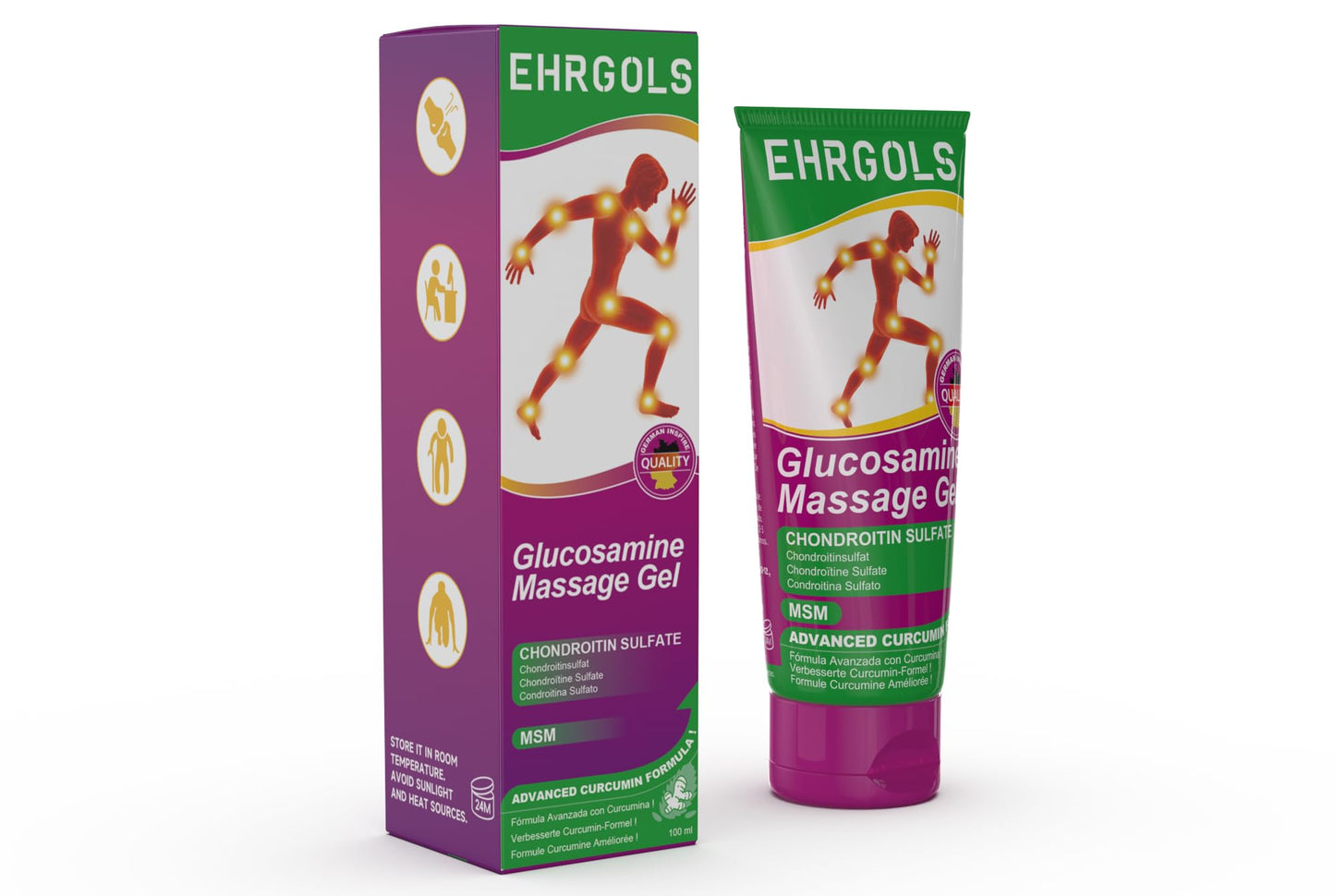 Ehrgols Advanced Joint Massage Gel with Glucosamine & Turmeric | Intensive Care Rub for Knees, Back, Shoulders & Hands | Non-Greasy | Deep Penetrating | 3.4 Fl Oz - dailyvitalstore