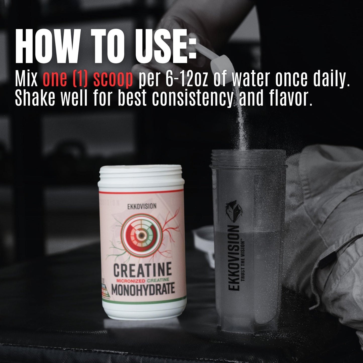 Ekkovision Creatine Monohydrate Powder, Micronized, Unflavored, Pre Workout & Post Workout Supplement for Men and Women, Energy Support, Easy to Mix in Shakes - dailyvitalstore