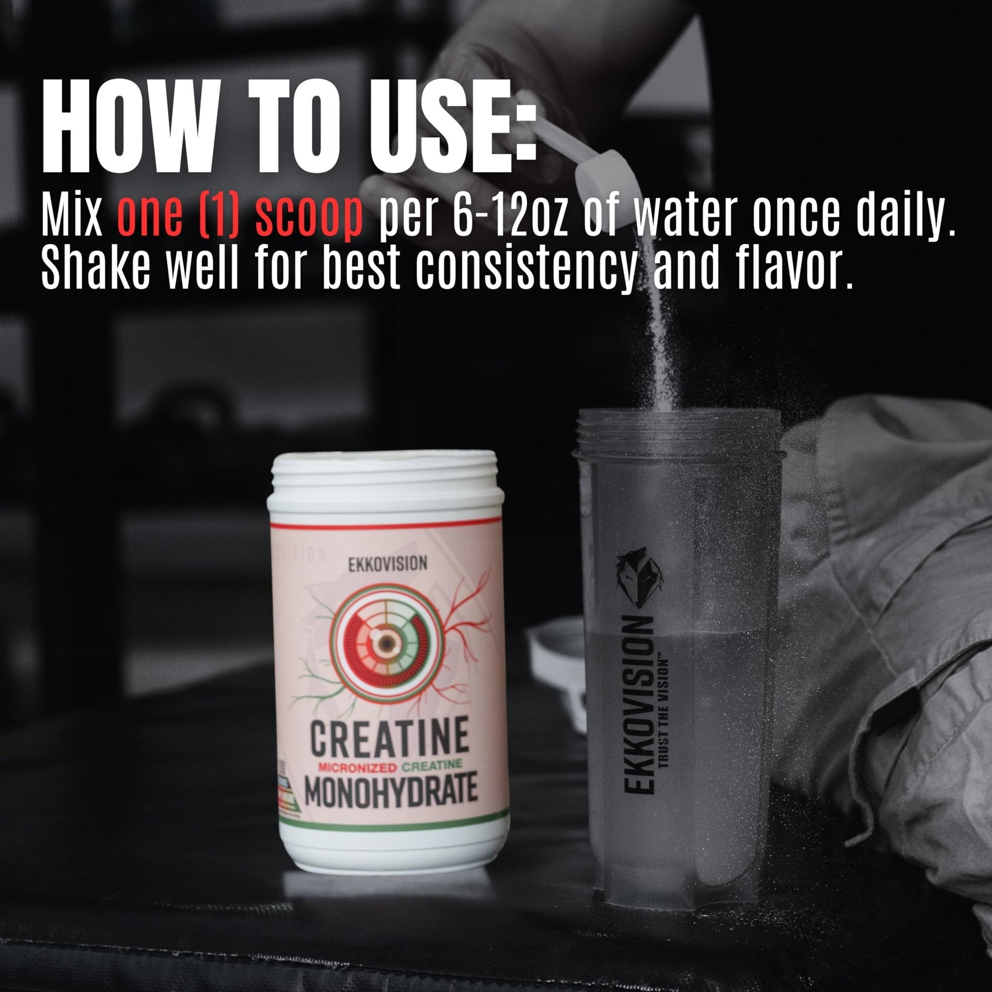 Ekkovision Creatine Monohydrate Powder, Micronized, Unflavored, Pre Workout & Post Workout Supplement for Men and Women, Energy Support, Easy to Mix in Shakes - dailyvitalstore