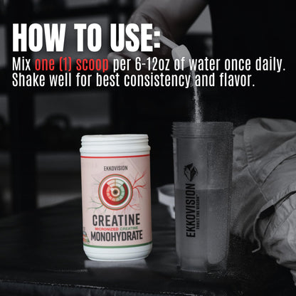Ekkovision Creatine Monohydrate Powder, Micronized, Unflavored, Pre Workout & Post Workout Supplement for Men and Women, Energy Support, Easy to Mix in Shakes - dailyvitalstore
