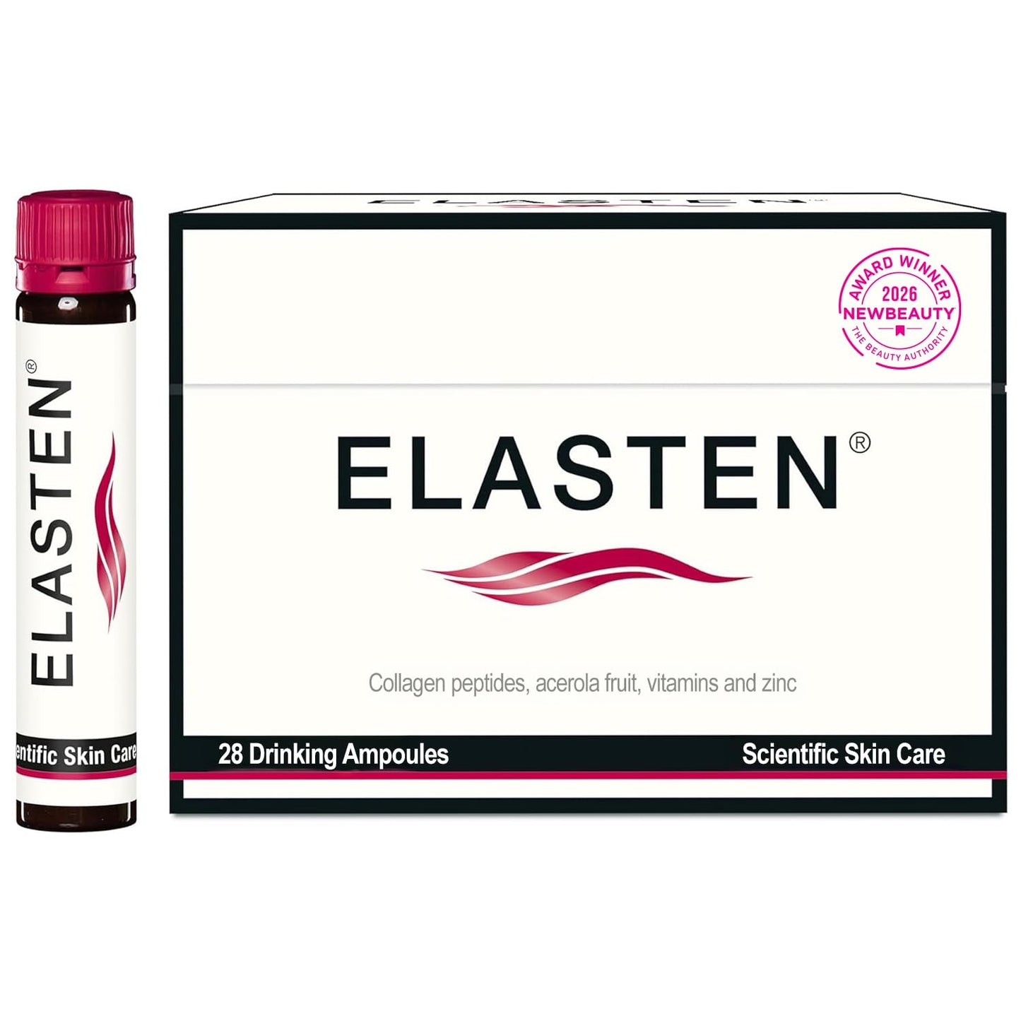 ELASTEN Clinically Tested Collagen Complex for Radiant Skin from Within – Reduces Fine Lines – Supports Healthy Connective Tissue – 28 Liquid Collagen Ampoules (0.85 fl oz / 25 ml Each) - dailyvitalstore
