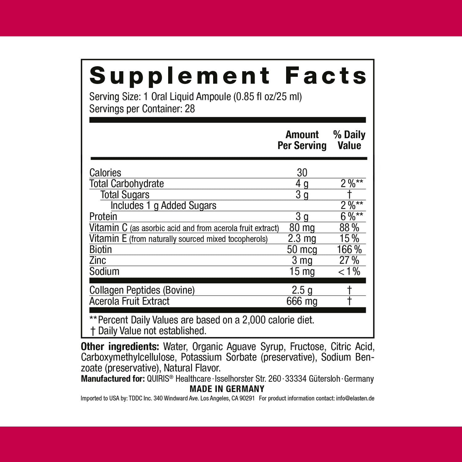 ELASTEN Clinically Tested Collagen Complex for Radiant Skin from Within – Reduces Fine Lines – Supports Healthy Connective Tissue – 28 Liquid Collagen Ampoules (0.85 fl oz / 25 ml Each) - dailyvitalstore