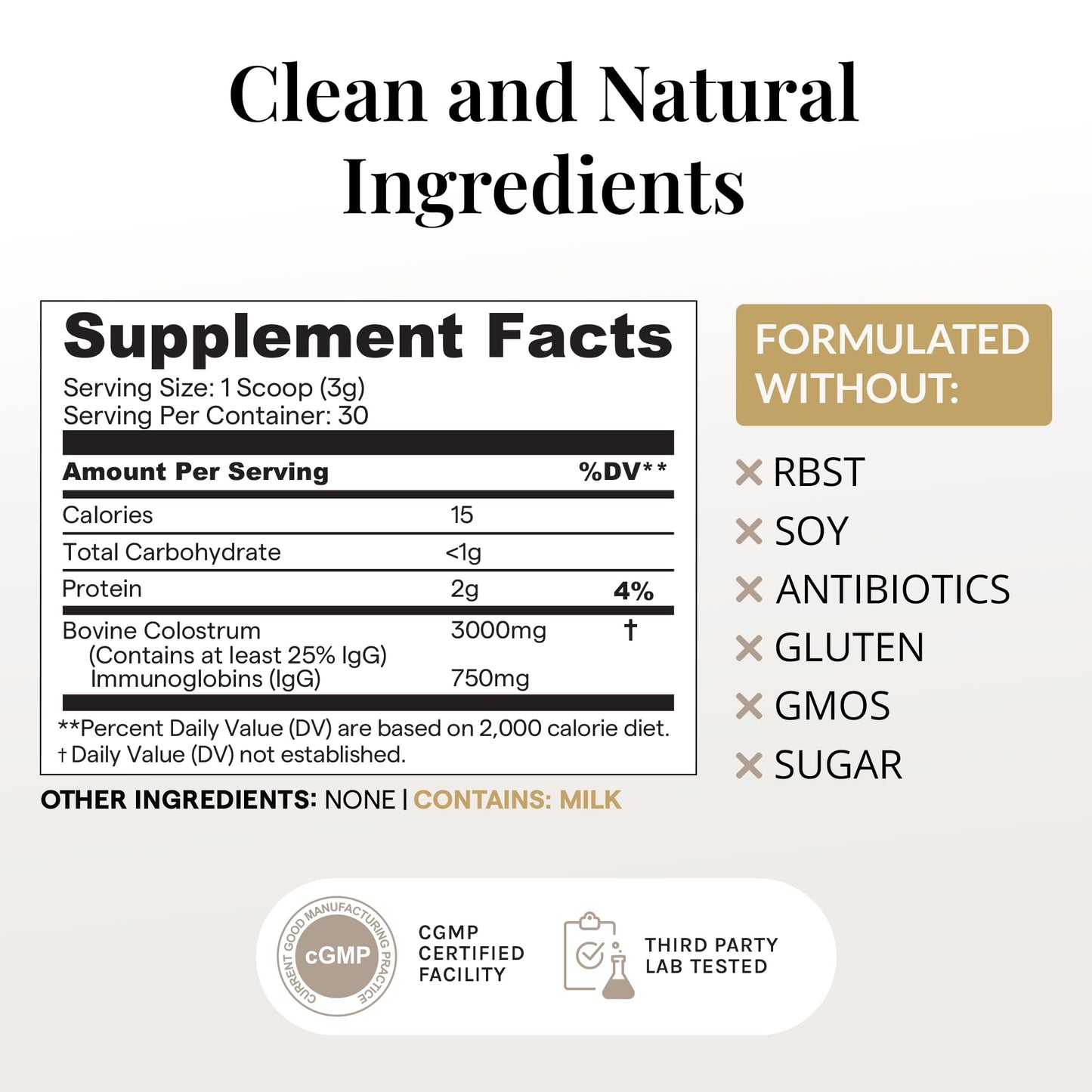 Elavite Bovine Colostrum Powder (Unflavored) Grass Fed Colostrum Supplement for Gut Health, Immune Support Healthy Hair, Skin & Nails - 30 Servings - dailyvitalstore