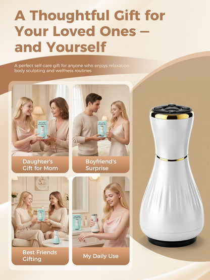 Electric Cupping Massager for Body with Suction, Microcurrent, Red Light & Heat, Lymphatic Drainage Massager, 12 Intensity Body Sculpting Machine, Cellulite Massage Tool for Arms Legs Waist Back-White - dailyvitalstore
