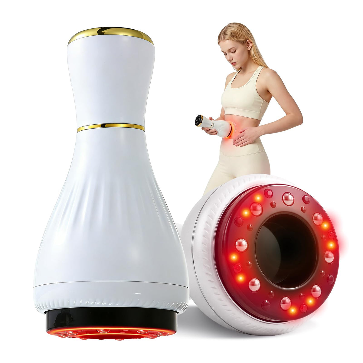 Electric Cupping Massager for Body with Suction, Microcurrent, Red Light & Heat, Lymphatic Drainage Massager, 12 Intensity Body Sculpting Machine, Cellulite Massage Tool for Arms Legs Waist Back-White - dailyvitalstore