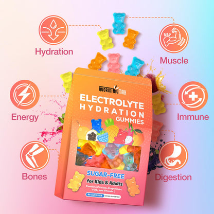 Electrolyte Gummies Sugar Free | Electrolyte Hydration Energy Gummies for Running & Sports - Energy Chews with Calcium & Vitamin C for Kids & Adults, - dailyvitalstore