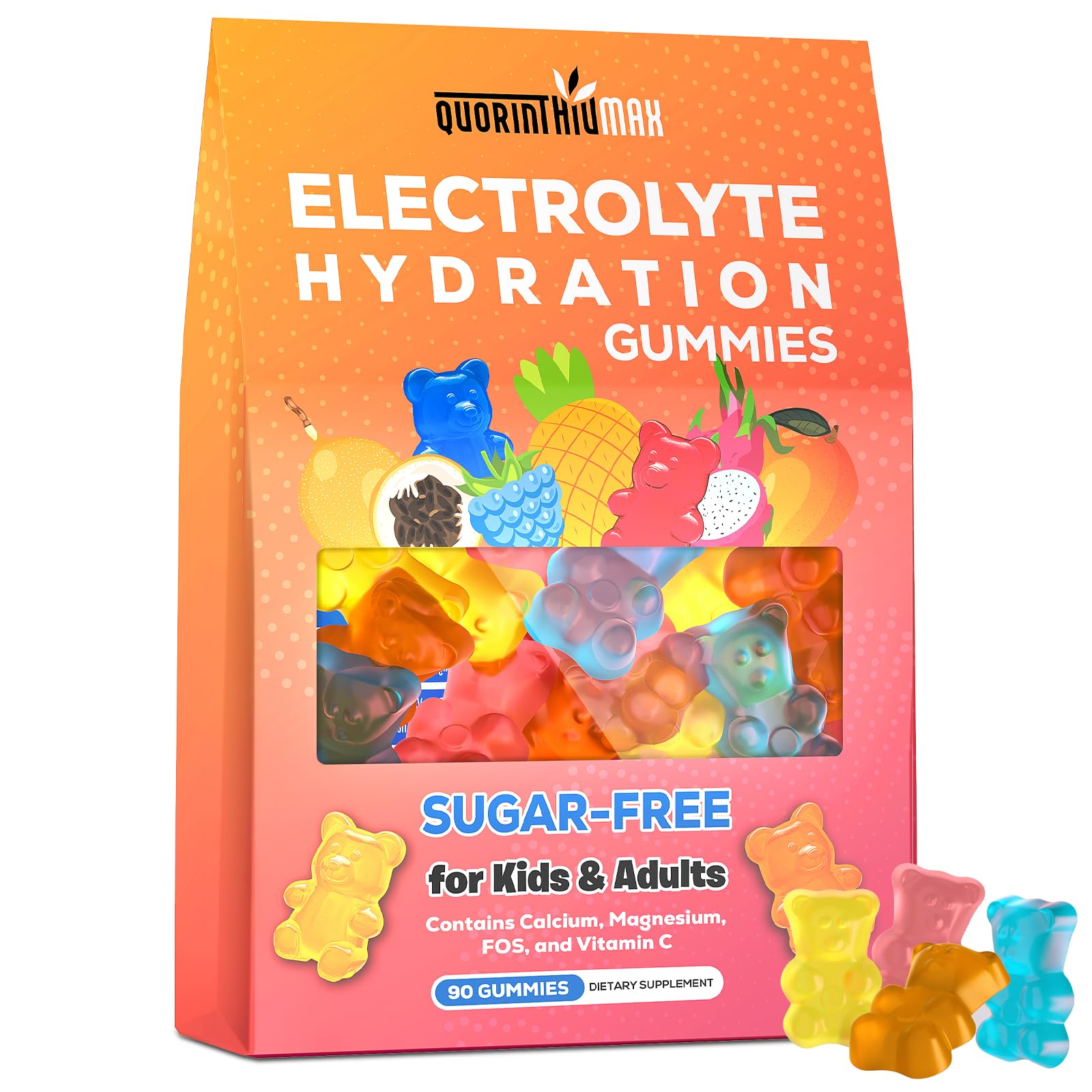 Electrolyte Gummies Sugar Free | Electrolyte Hydration Energy Gummies for Running & Sports - Energy Chews with Calcium & Vitamin C for Kids & Adults, - dailyvitalstore