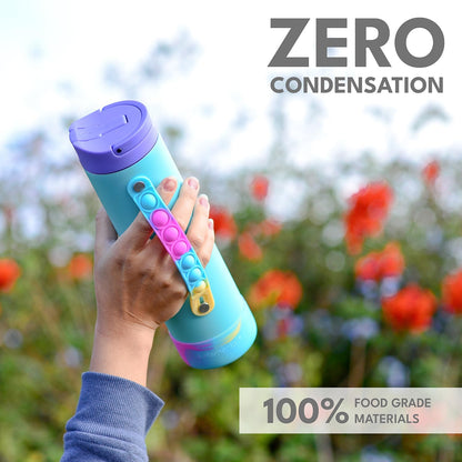 Elemental Iconic Water Bottle for School - 100% Leak-Proof Insulated Water Bottles with Straw Lid & Pop-It Handle - Triple-Wall Insulated & BPA-Free, 20oz – Blue Tie Dye - dailyvitalstore