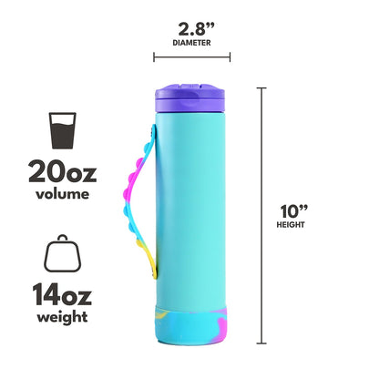 Elemental Iconic Water Bottle for School - 100% Leak-Proof Insulated Water Bottles with Straw Lid & Pop-It Handle - Triple-Wall Insulated & BPA-Free, 20oz – Blue Tie Dye - dailyvitalstore