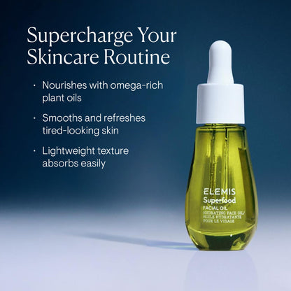 ELEMIS Superfood Facial Oil - Antioxidant-Rich Nourishing Serum, Radiance-Enhancing Lightweight Skin Elixir, Hydration Booster, Non-Greasy Botanical Blend - 15ml - dailyvitalstore