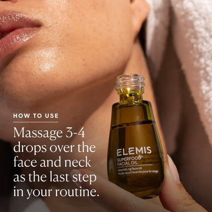 ELEMIS Superfood Facial Oil - Antioxidant-Rich Nourishing Serum, Radiance-Enhancing Lightweight Skin Elixir, Hydration Booster, Non-Greasy Botanical Blend - 15ml - dailyvitalstore