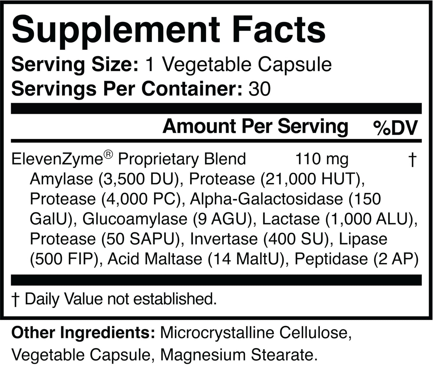 ElevenZyme - Natural Digestive Enzyme Supplement - Non-GMO, Vegan - dailyvitalstore