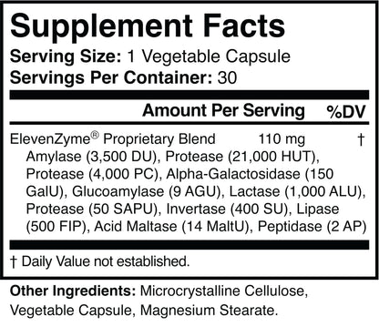 ElevenZyme - Natural Digestive Enzyme Supplement - Non-GMO, Vegan - dailyvitalstore
