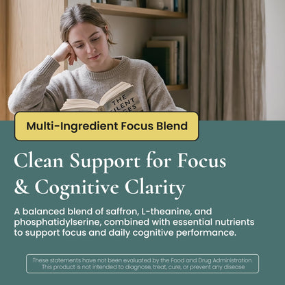 ELEVITA WELLNESS Focus Supplement (Made in Italy) | Premium Blend with L-Theanine, Lion's Mane & B Vitamins, Saffron and Vitamin D | Focus & Cognitive Support for Men & Women - dailyvitalstore