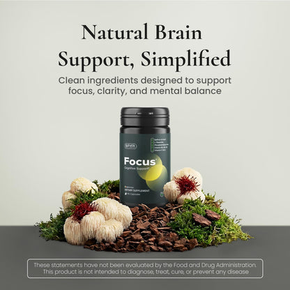 ELEVITA WELLNESS Focus Supplement (Made in Italy) | Premium Blend with L-Theanine, Lion's Mane & B Vitamins, Saffron and Vitamin D | Focus & Cognitive Support for Men & Women - dailyvitalstore
